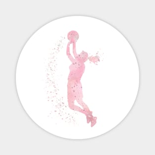 Basketball Girl Player Watercolor Blush Pink Magnet